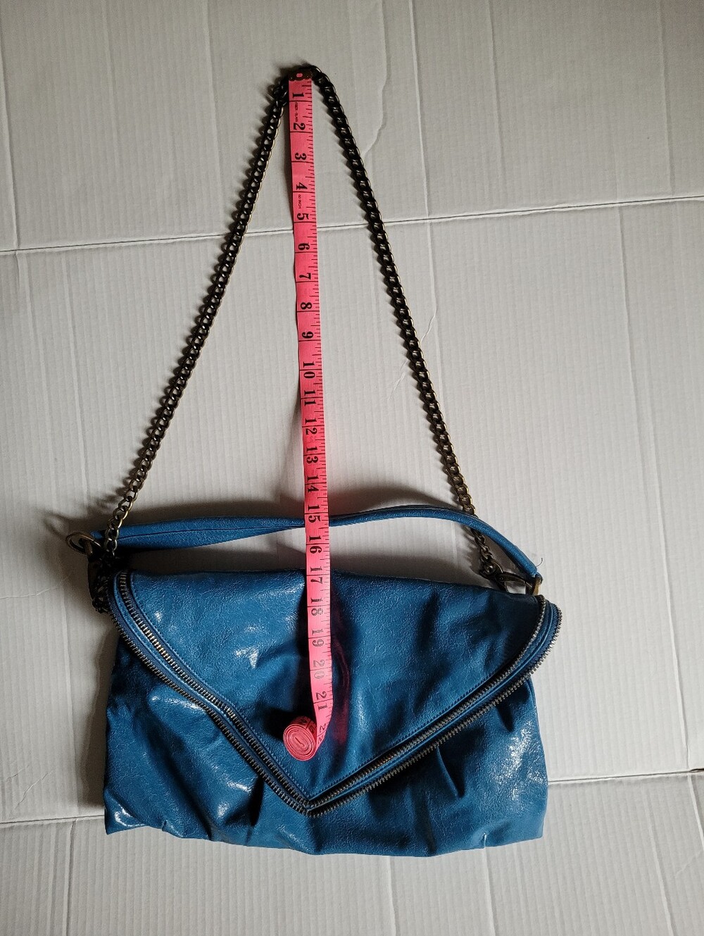 Matt & Nat purse bag handbag cross body chain strap turqouise teal blue vegan
